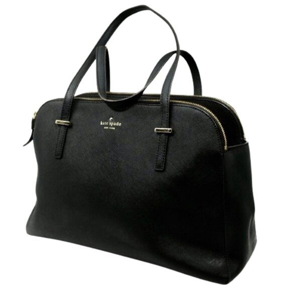 KATE SPADE~Cedar Street Maise Shoulder~ BLACK LEATHER THREE COMPARTMENT BAG - Picture 1 of 9